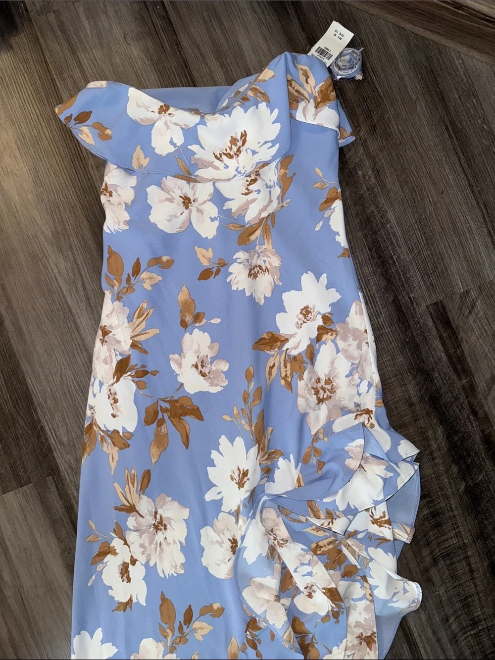 NEW Abercrombie & Fitch Ruffle Asymmetrical Maxi Dress XS Blue Floral fairy